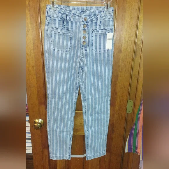 Anthropologie Pilcro Acid Washed High Rise Striped Jeans Size 25 - Picture 4 of 9